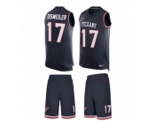 Men's Nike Houston Texans #17 Brock Osweiler Limited Navy Blue Tank Top Suit NFL Jersey