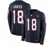 Men's Nike Houston Texans #18 Sammie Coates Limited Navy Blue Therma Long Sleeve NFL Jersey