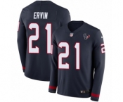 Men's Nike Houston Texans #21 Tyler Ervin Limited Navy Blue Therma Long Sleeve NFL Jersey