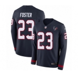 Men's Nike Houston Texans #23 Arian Foster Limited Navy Blue Therma Long Sleeve NFL Jersey