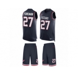 Men's Nike Houston Texans #27 D'Onta Foreman Limited Navy Blue Tank Top Suit NFL Jersey