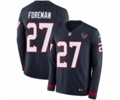 Men's Nike Houston Texans #27 D'Onta Foreman Limited Navy Blue Therma Long Sleeve NFL Jersey