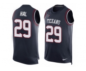Men's Nike Houston Texans #29 Andre Hal Limited Navy Blue Player Name & Number Tank Top NFL Jersey