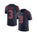 Men's Nike Houston Texans #3 Tom Savage Limited Navy Blue Rush NFL Jersey