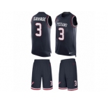 Men's Nike Houston Texans #3 Tom Savage Limited Navy Blue Tank Top Suit NFL Jersey