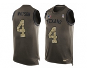Men's Nike Houston Texans #4 Deshaun Watson Limited Green Salute to Service Tank Top NFL Jersey