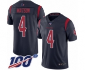 Men's Nike Houston Texans #4 Deshaun Watson Limited Navy Blue Rush Vapor Untouchable 100th Season NFL Jersey