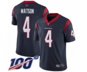 Men's Nike Houston Texans #4 Deshaun Watson Navy Blue Team Color Vapor Untouchable Limited Player 100th Season NFL Jersey