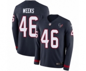 Men's Nike Houston Texans #46 Jon Weeks Limited Navy Blue Therma Long Sleeve NFL Jersey