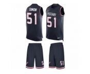 Men's Nike Houston Texans #51 John Simon Limited Navy Blue Tank Top Suit NFL Jersey