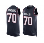 Men's Nike Houston Texans #70 Julien Davenport Limited Navy Blue Player Name & Number Tank Top NFL Jersey