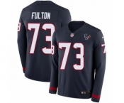 Men's Nike Houston Texans #73 Zach Fulton Limited Navy Blue Therma Long Sleeve NFL Jersey