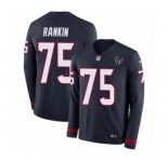 Men's Nike Houston Texans #75 Martinas Rankin Limited Navy Blue Therma Long Sleeve NFL Jersey