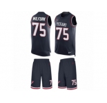 Men's Nike Houston Texans #75 Vince Wilfork Limited Navy Blue Tank Top Suit NFL Jersey