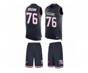 Men's Nike Houston Texans #76 Duane Brown Limited Navy Blue Tank Top Suit NFL Jersey