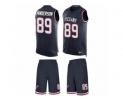 Men's Nike Houston Texans #89 Stephen Anderson Limited Navy Blue Tank Top Suit NFL Jersey