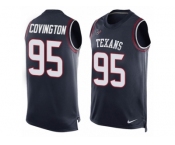 Men's Nike Houston Texans #95 Christian Covington Limited Navy Blue Player Name & Number Tank Top NFL Jersey