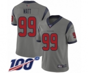 Men's Nike Houston Texans #99 J.J. Watt Limited Gray Inverted Legend 100th Season NFL Jersey