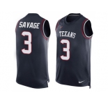 Nike Houston Texans #3 Tom Savage Navy Blue Team Color Men's Stitched NFL Limited Tank Top Jersey