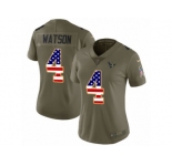Women Nike Houston Texans #4 Deshaun Watson Limited Olive USA Flag 2017 Salute to Service NFL Jersey