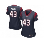 Women Nike Houston Texans #43 Corey Moore Game Navy Blue Team Color NFL Jersey