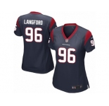 Women Nike Houston Texans #96 Kendall Langford Game Navy Blue Team Color NFL Jersey