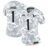 Women's Houston Texans #1 Stefon Diggs 2024 F.U.S.E Arctic Camo Salute To Service Limited Stitched Football Jersey