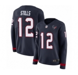 Women's Houston Texans #12 Kenny Stills Limited Navy Blue Therma Long Sleeve Football Jersey