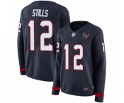 Women's Houston Texans #12 Kenny Stills Limited Navy Blue Therma Long Sleeve Football Jersey