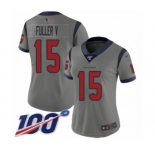 Women's Houston Texans #15 Will Fuller V Limited Gray Inverted Legend 100th Season Football Jersey