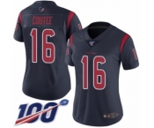 Women's Houston Texans #16 Keke Coutee Limited Navy Blue Rush Vapor Untouchable 100th Season Football Jersey