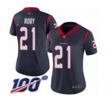 Women's Houston Texans #21 Bradley Roby Navy Blue Team Color Vapor Untouchable Limited Player 100th Season Football Jersey
