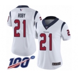 Women's Houston Texans #21 Bradley Roby White Vapor Untouchable Limited Player 100th Season Football Jersey