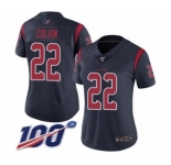 Women's Houston Texans #22 Aaron Colvin Limited Navy Blue Rush Vapor Untouchable 100th Season Football Jersey
