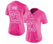 Women's Houston Texans #23 Carlos Hyde Limited Pink Rush Fashion Football Jersey