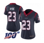 Women's Houston Texans #23 Carlos Hyde Navy Blue Team Color Vapor Untouchable Limited Player 100th Season Football Jersey