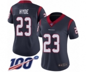 Women's Houston Texans #23 Carlos Hyde Navy Blue Team Color Vapor Untouchable Limited Player 100th Season Football Jersey