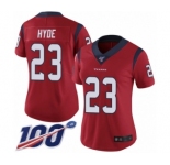 Women's Houston Texans #23 Carlos Hyde Red Alternate Vapor Untouchable Limited Player 100th Season Football Jersey