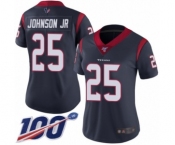 Women's Houston Texans #25 Duke Johnson Jr Navy Blue Team Color Vapor Untouchable Limited Player 100th Season Football Jersey