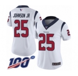 Women's Houston Texans #25 Duke Johnson Jr White Vapor Untouchable Limited Player 100th Season Football Jersey