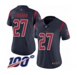Women's Houston Texans #27 D'Onta Foreman Limited Navy Blue Rush Vapor Untouchable 100th Season Football Jersey
