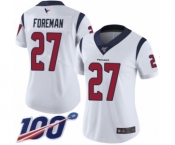 Women's Houston Texans #27 D'Onta Foreman White Vapor Untouchable Limited Player 100th Season Football Jersey