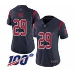 Women's Houston Texans #29 Andre Hal Limited Navy Blue Rush Vapor Untouchable 100th Season Football Jersey