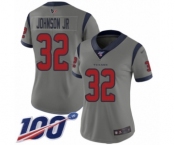 Women's Houston Texans #32 Lonnie Johnson Limited Gray Inverted Legend 100th Season Football Jersey