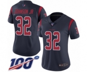 Women's Houston Texans #32 Lonnie Johnson Limited Navy Blue Rush Vapor Untouchable 100th Season Football Jersey