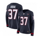 Women's Houston Texans #37 Jahleel Addae Limited Navy Blue Therma Long Sleeve Football Jersey