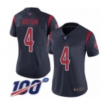Women's Houston Texans #4 Deshaun Watson Limited Navy Blue Rush Vapor Untouchable 100th Season Football Jersey