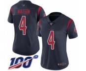 Women's Houston Texans #4 Deshaun Watson Limited Navy Blue Rush Vapor Untouchable 100th Season Football Jersey