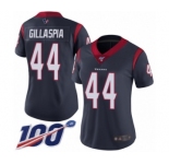 Women's Houston Texans #44 Cullen Gillaspia Navy Blue Team Color Vapor Untouchable Limited Player 100th Season Football Jersey