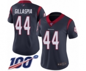 Women's Houston Texans #44 Cullen Gillaspia Navy Blue Team Color Vapor Untouchable Limited Player 100th Season Football Jersey
